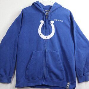 Colts Football Jacket Mens L Blue NFL Hoodie Zip-Up Sweatshirt Faded
